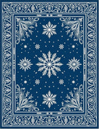 Deep Blue Snowflake Starry Night Rug