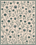 Dark Green Floral Branches On Peach Background Rug