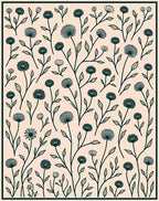 Dark Green Floral Branches On Peach Background Rug
