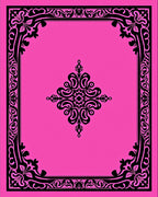 Hot Pink Black Arabesque Floral Rug