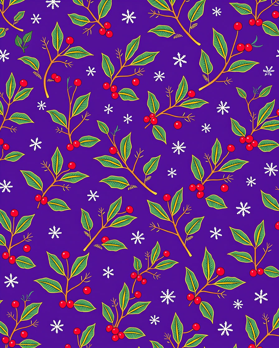 Purple Festive Holly Berry Snowflake Rug
