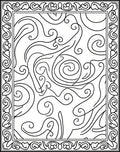 Ornate Black Curlicue Swirl Border Rug
