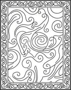 Ornate Black Curlicue Swirl Border Rug