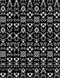Bold Black White Intricate Floral Scroll Rug