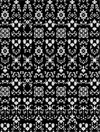 Bold Black White Intricate Floral Scroll Rug