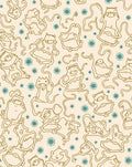 Whimsical Golden Creatures Teal Flowers Rug