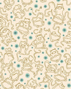 Whimsical Golden Creatures Teal Flowers Rug
