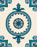 Turquoise Floral Medallion Cream Rug
