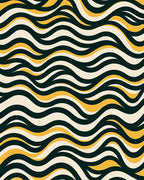 Retro Swirled Cream Yellow Wave Rug