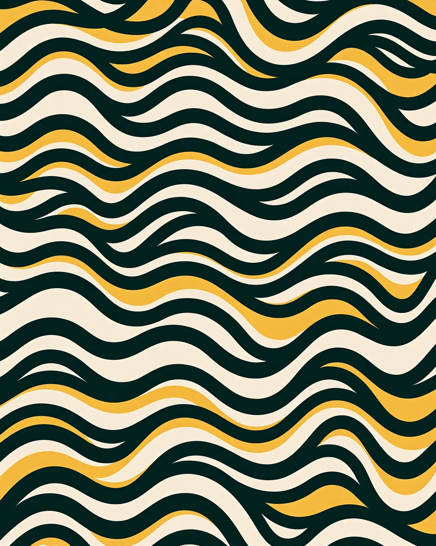 Retro Swirled Cream Yellow Wave Rug