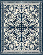 Vintage Cream Navy Scrollwork Medallion Rug