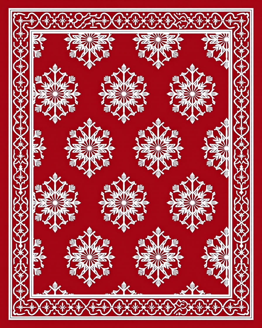 Crimson Ice Crystal Repeating Border Rug