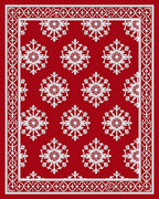 Crimson Ice Crystal Repeating Border Rug
