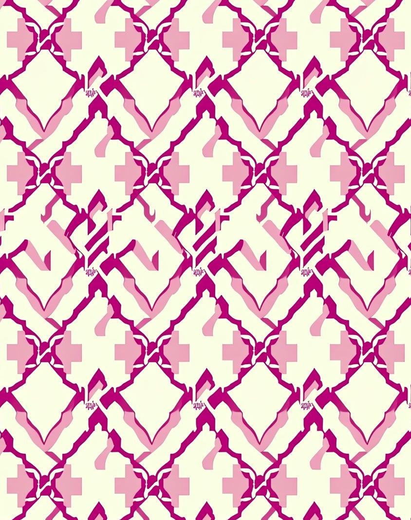 Vibrant Pink Diamond Overlaid Lattice Rug