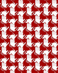 Red and White Houndstooth Dog Tile Rug