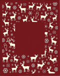 Crimson Reindeer Snowflake Border Rug