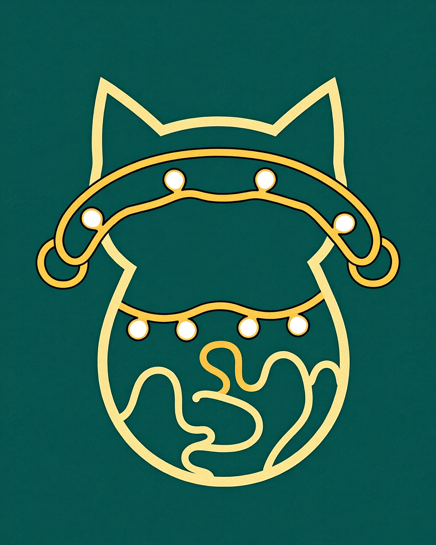Golden Cat With Lights Accent Rug