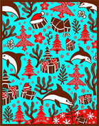 Whimsical Christmas Dolphins and Gifts Rug