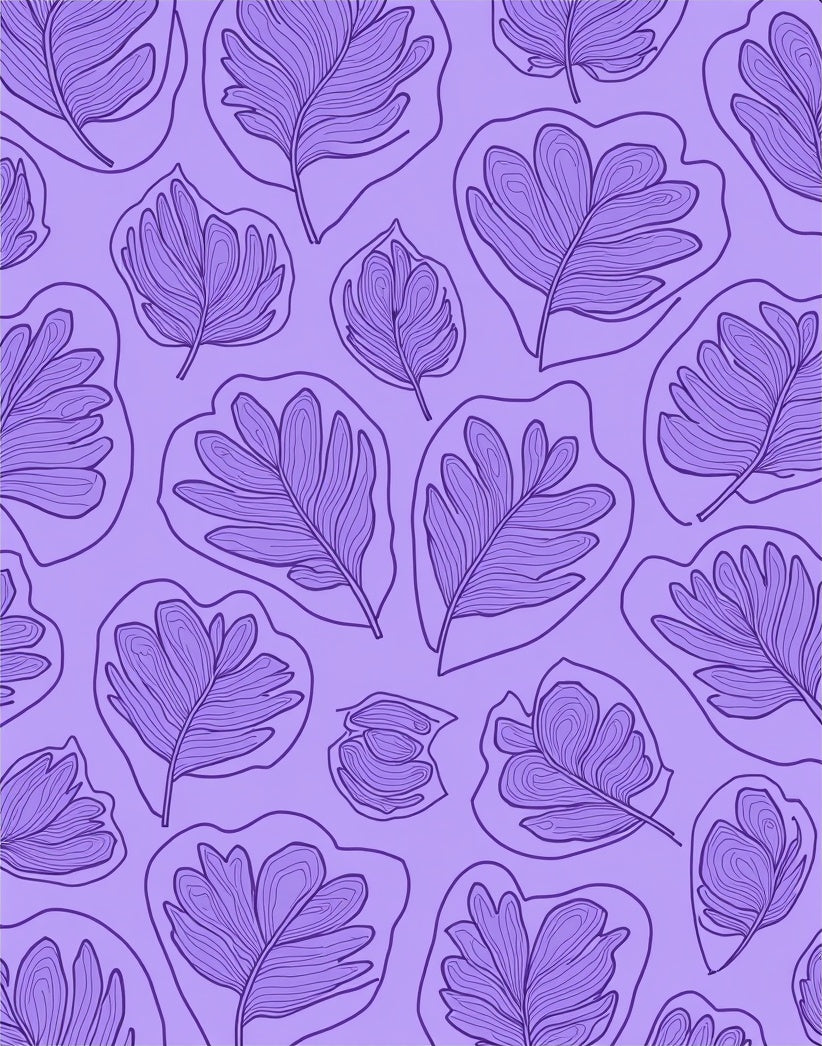Lavender Violet Feathered Leaf Cluster Rug