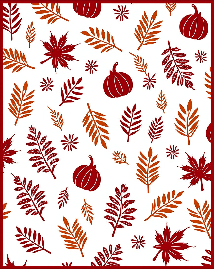 Autumn Leaves Pumpkins Falling Motif Rug