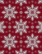 Crimson Snowflake Mandala Arrangement Rug