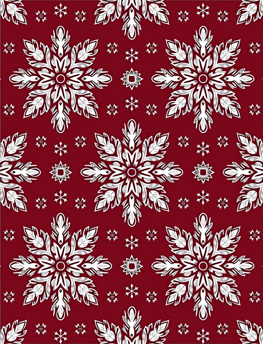 Crimson Snowflake Mandala Arrangement Rug