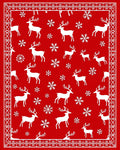 Festive Red Reindeer Snowflake Border Rug