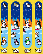 Winter Penguin Skiing Snowflakes Scene Rug