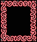 Red White Swirl Abstract Frame Rug