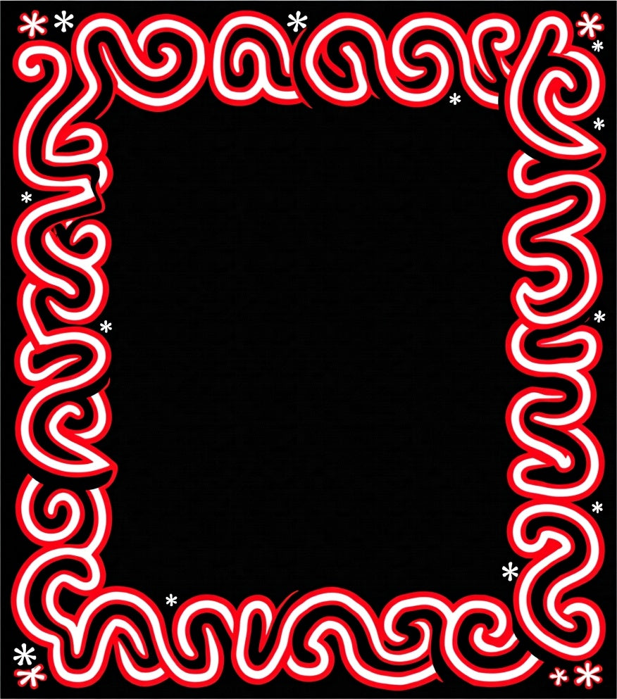 Red White Swirl Abstract Frame Rug