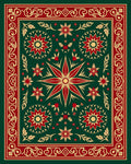 Emerald Red Medallion Floral Border Rug