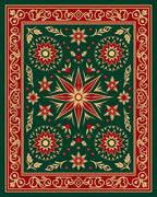 Emerald Red Medallion Floral Border Rug