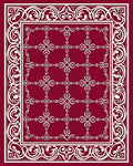 Ornate Crimson Geometric Border Rug