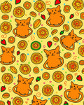 Orange Cats And Citrus Rounds Rug
