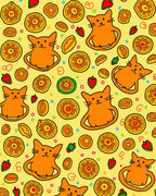 Orange Cats And Citrus Rounds Rug