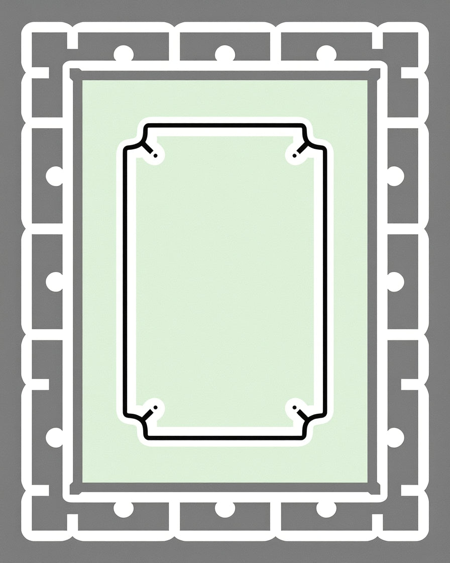 Pale Green White Bordered Geometric Rug