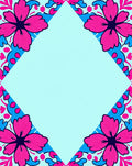 Vibrant Pink Blue Floral Corner Motif Rug