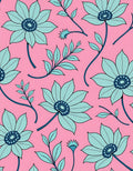 Pink Teal Floral Branch Garden Rug