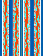 Bold Orange Aqua Striped Organic Waves Rug