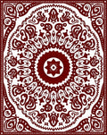 Crimson Mandala Scrollwork Floral Rug
