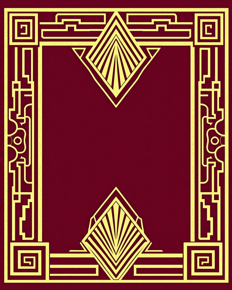 Elegant Gold Geometric Art Deco Frame Rug