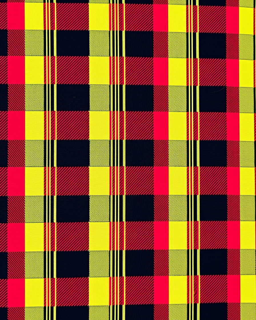 Bold Red Yellow Plaid Squares Rug
