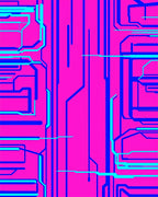 Cyberpunk Pink Circuit Board Rug