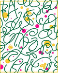 Whimsical Yellow Bird Green Swirl Rug