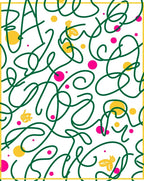 Whimsical Yellow Bird Green Swirl Rug