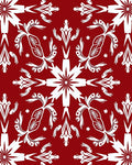 Crimson White Symmetry Floral Folk Rug