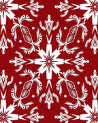 Crimson White Symmetry Floral Folk Rug