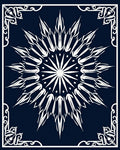Navy White Radial Starburst Frame Rug