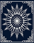 Navy White Radial Starburst Frame Rug