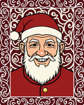 Whimsical Red Santa Claus Border Rug
